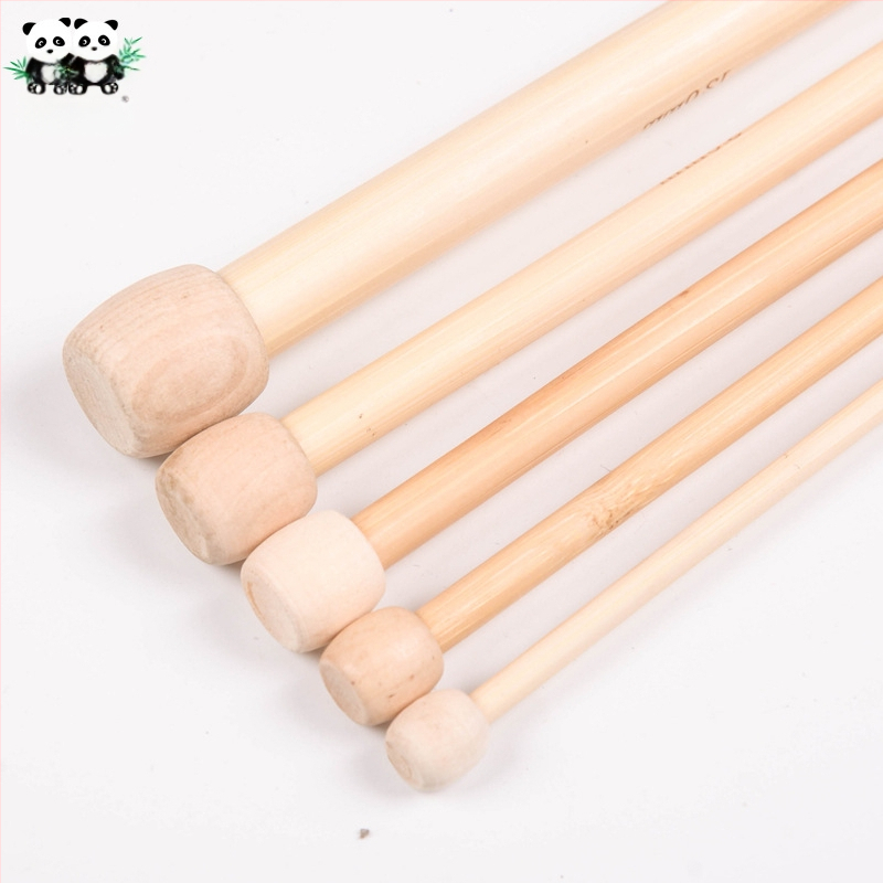 Set igala za pletenje s jednim vrhom, duljina 35 cm, prirodna boja, 18 parova (36 igala), karbonizirane s perlicama