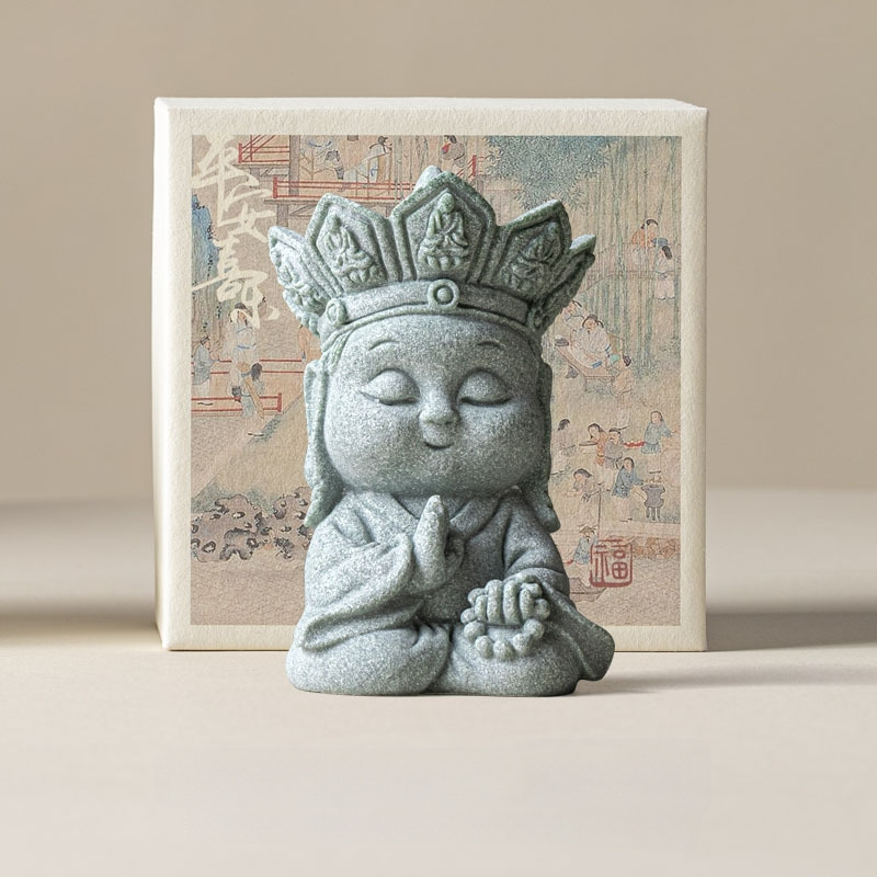 Kineskog stila zeleni pijesčani tea pet, tiho Buddha, vrhunska Zen dekorativna stvar za stolni prostor dnevnog boravka
