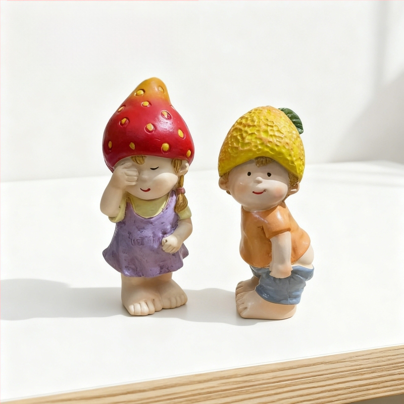 Figura od smole s voćem, crtani lik u stilu – ukras za vrt i stol, personalizirani