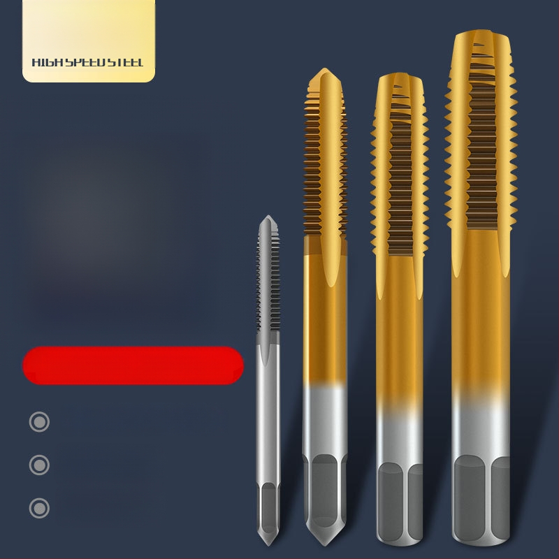 Tap pentru mașină, pas standard, flaut drept, oțel rapid 6542, placare cu titan