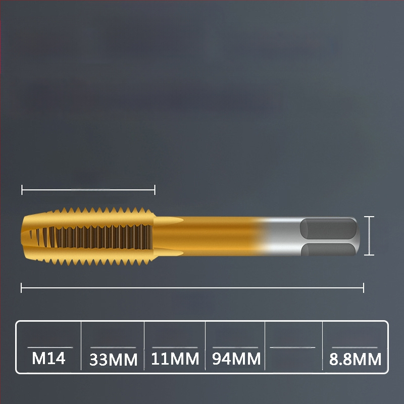 Tap pentru mașină, pas standard, flaut drept, oțel rapid 6542, placare cu titan