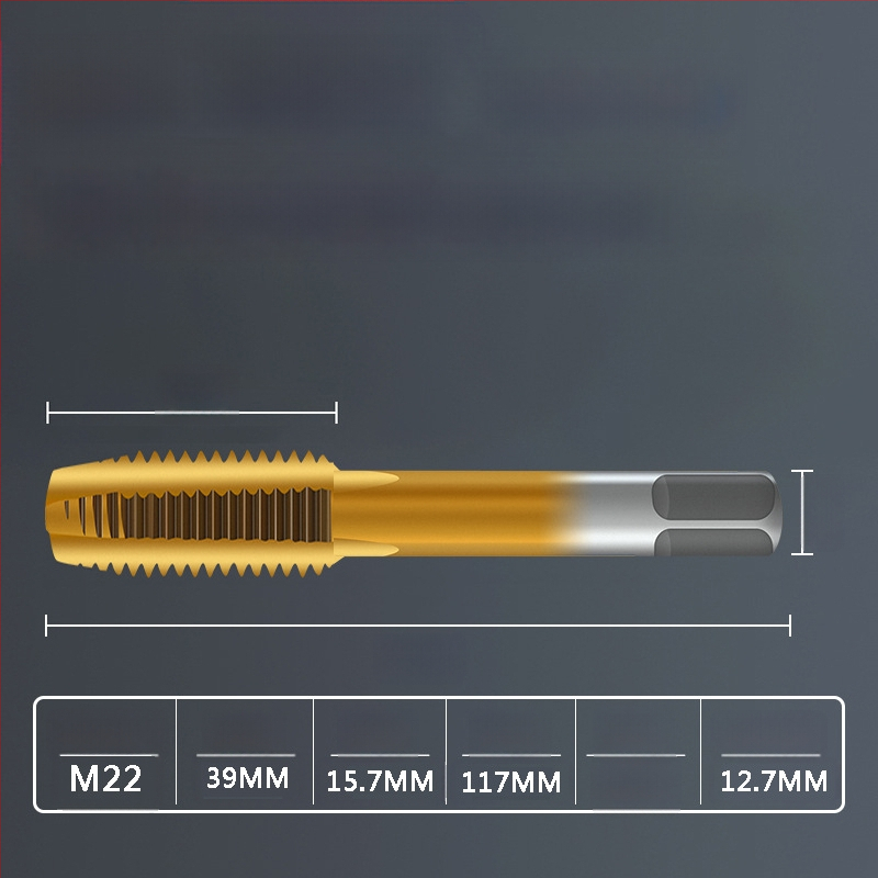 Tap pentru mașină, pas standard, flaut drept, oțel rapid 6542, placare cu titan