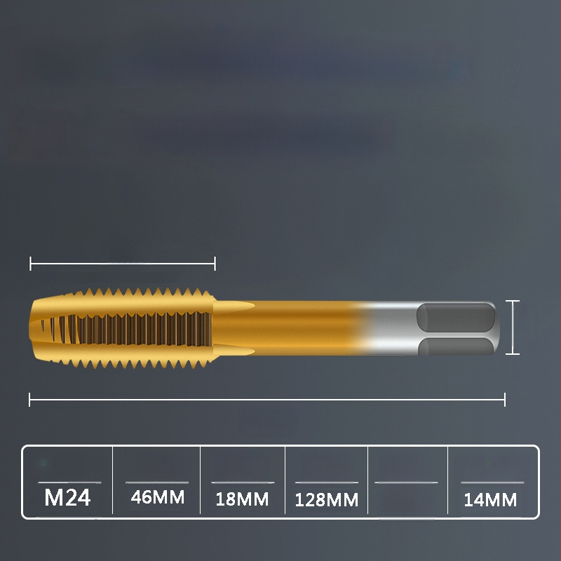 Tap pentru mașină, pas standard, flaut drept, oțel rapid 6542, placare cu titan