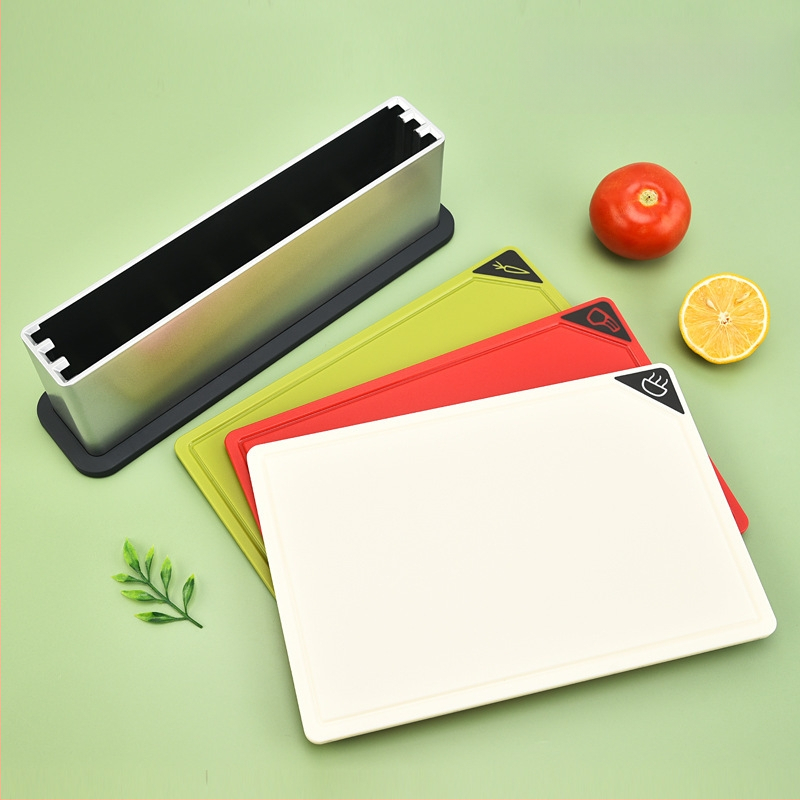 Plastična dvostruka daska za rezanje s protukliznim slojem, trodijelni set za kućnu upotrebu, pogodna za pripremu hrane za bebe