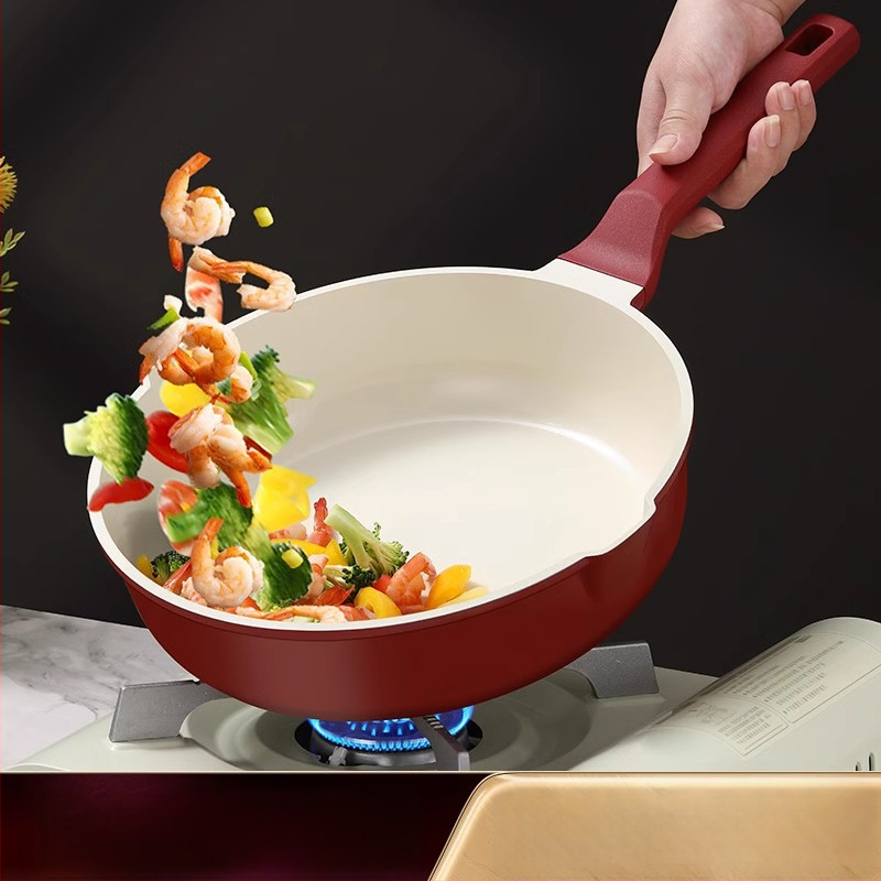 Premium keramički non-stick tiganj za prženje, 26 cm, s staklenim poklopcem, kompatibilan s indukcijom i plinskim štednjakom
