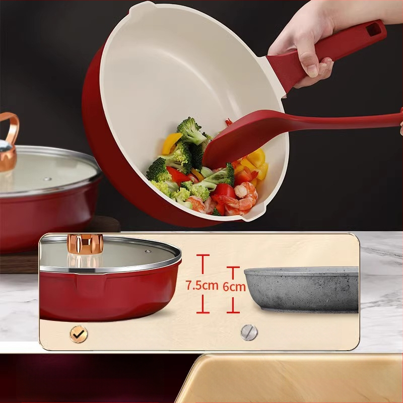 Premium keramički non-stick tiganj za prženje, 26 cm, s staklenim poklopcem, kompatibilan s indukcijom i plinskim štednjakom