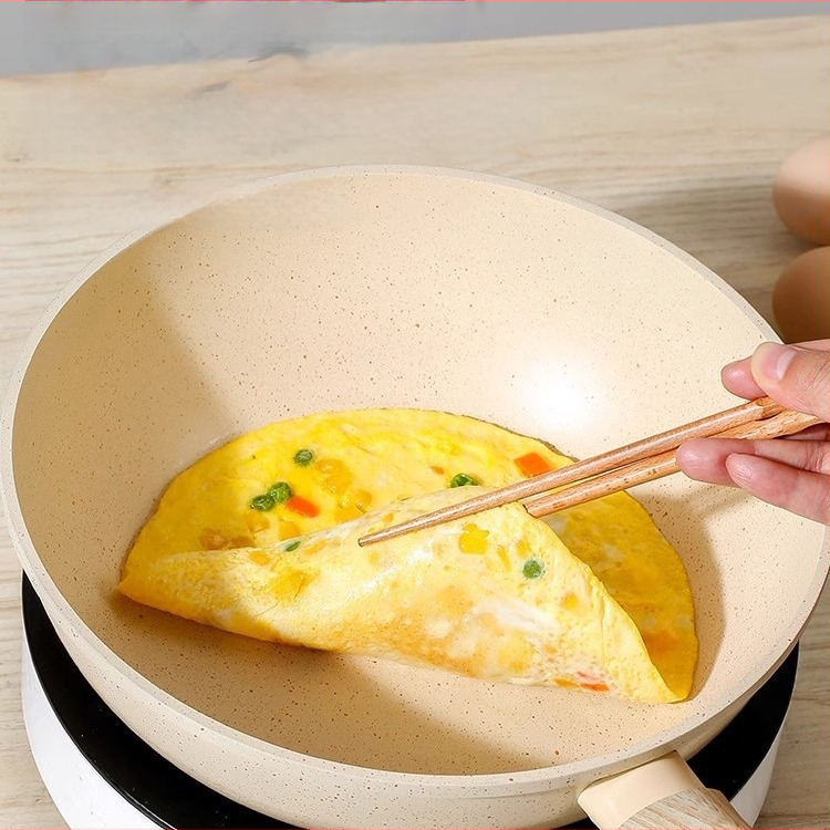 Wok od Maifan kamena, neprijanjajući, mali kuhinjski wok, pogodan za plinske štednjake i indukciju
