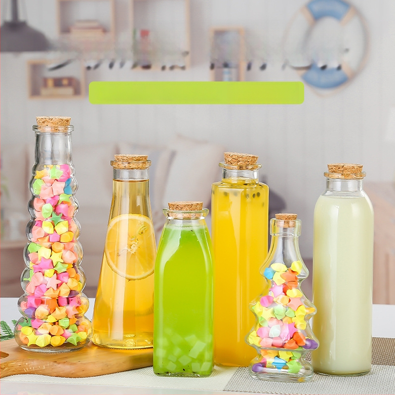 Γυάλινο μπουκάλι τσαγιού με φελλό, στρογγύλος σχεδιασμός, γυαλί υψηλής λευκότητας; προσαρμοσμένο λογότυπο; ματ φινίρισμα.