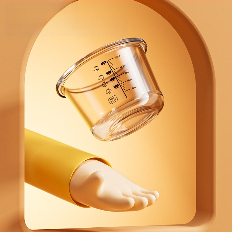 Le You Cutie de Hrănire pentru Bebeluși din Sticlă – Bol de Sticlă pentru Hrănire a Bebelușului, Poate Fi Gătit la Aburi cu Budincă de Ou, Păstrează Prospețimea, Poate Fi Înghețat