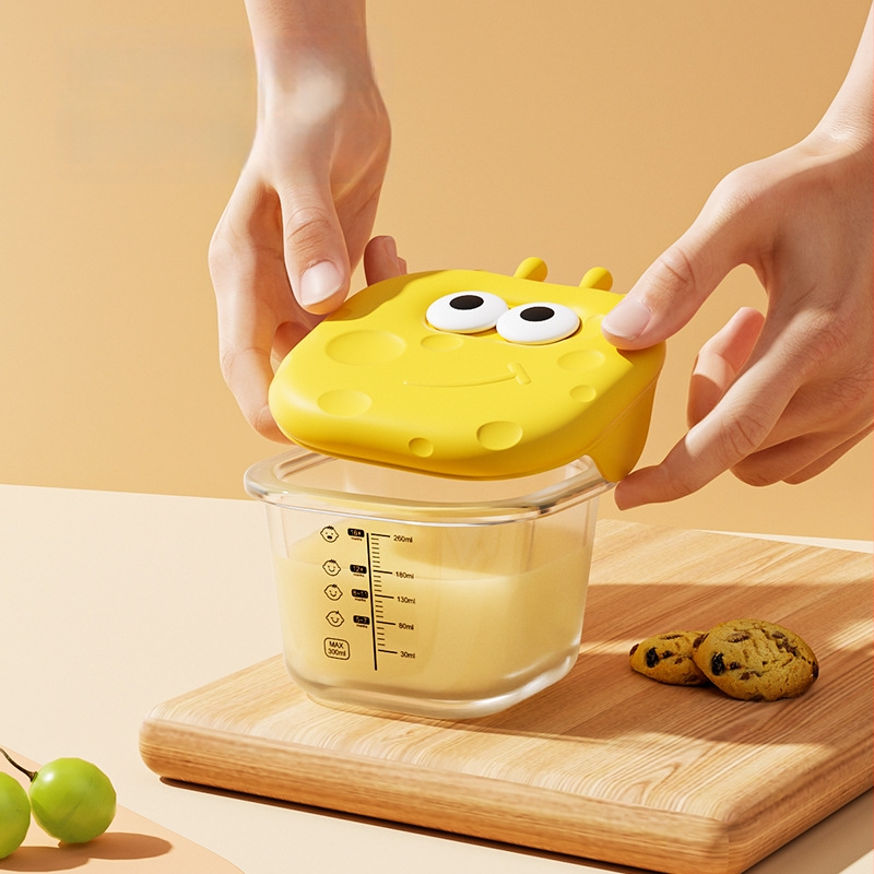 Le You Cutie de Hrănire pentru Bebeluși din Sticlă – Bol de Sticlă pentru Hrănire a Bebelușului, Poate Fi Gătit la Aburi cu Budincă de Ou, Păstrează Prospețimea, Poate Fi Înghețat