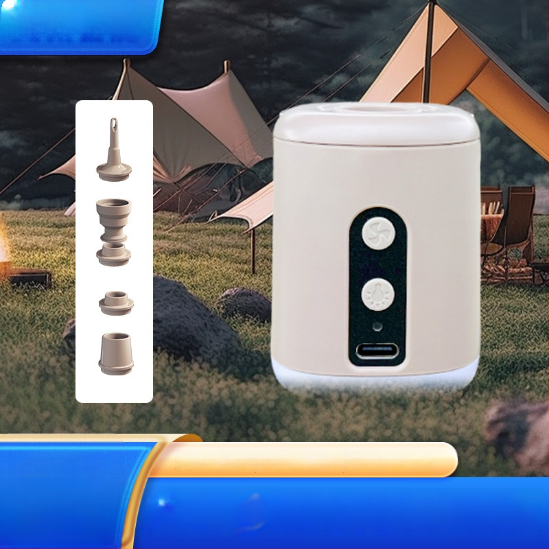 Портативна електрическа помпа за въздух с LED осветление и литиева батерия 1600 mAh, безжична, тегло 107 g, налягане 4,5 kPa