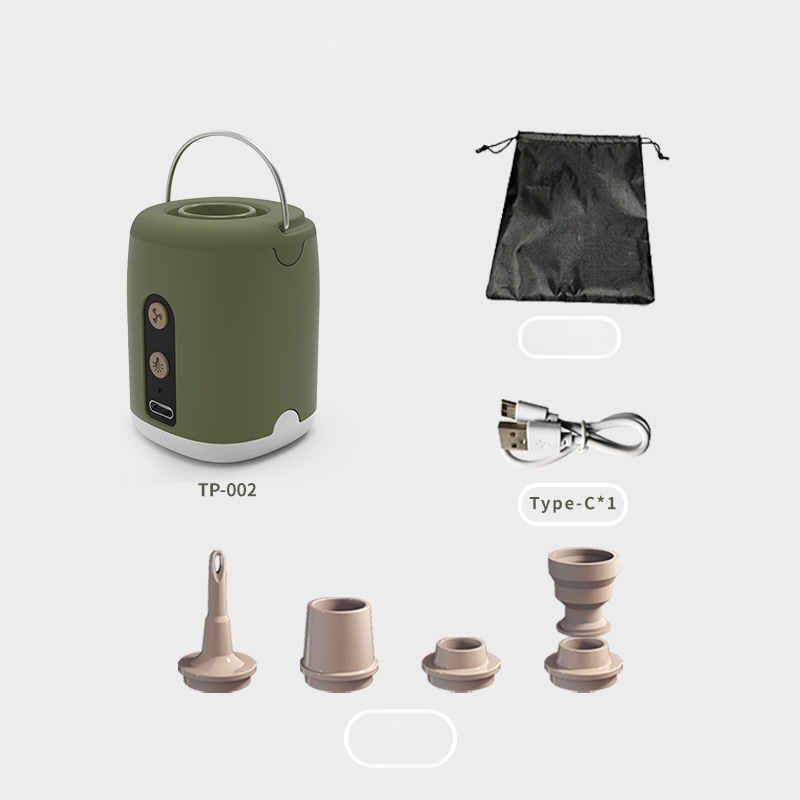 Портативна електрическа помпа за въздух с LED осветление и литиева батерия 1600 mAh, безжична, тегло 107 g, налягане 4,5 kPa