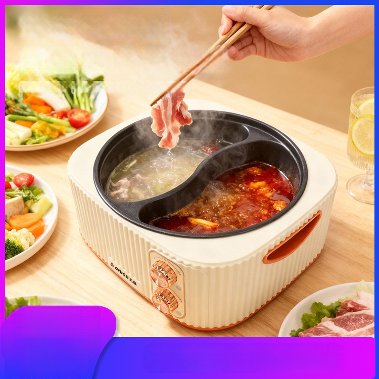 Kućni električni hot pot s dvostrukom posudom, odvojeno upravljanje temperaturom i dva regulatora — Yin-Yang lonac