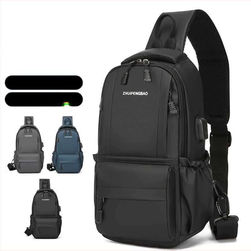 Férfi mellkas táska, PU anyag, városi minimalista stílus, lélegző, poliészter bélés