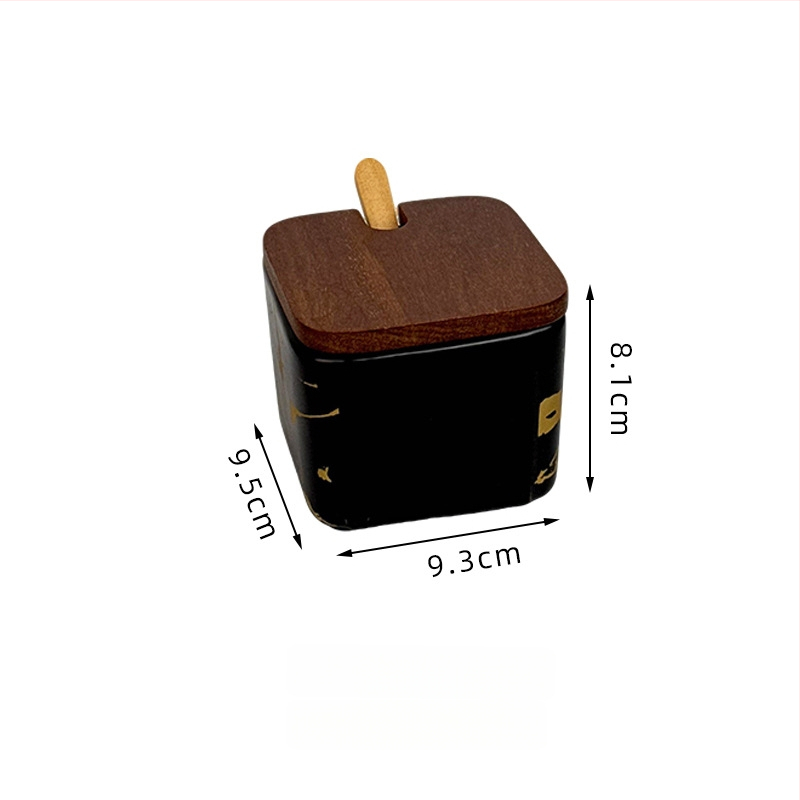 Set ceramic pentru condimente, uz casnic — stil light luxury, design pătrate cu dungi verticale, borcan de sare, imprimare logo și personalizare