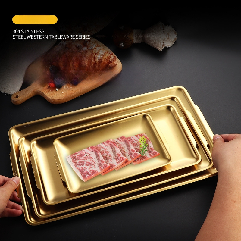 Pravokutni pladanj od nehrđajućeg čelika 304 za korejski roštilj, pladanj za deserte i sushi