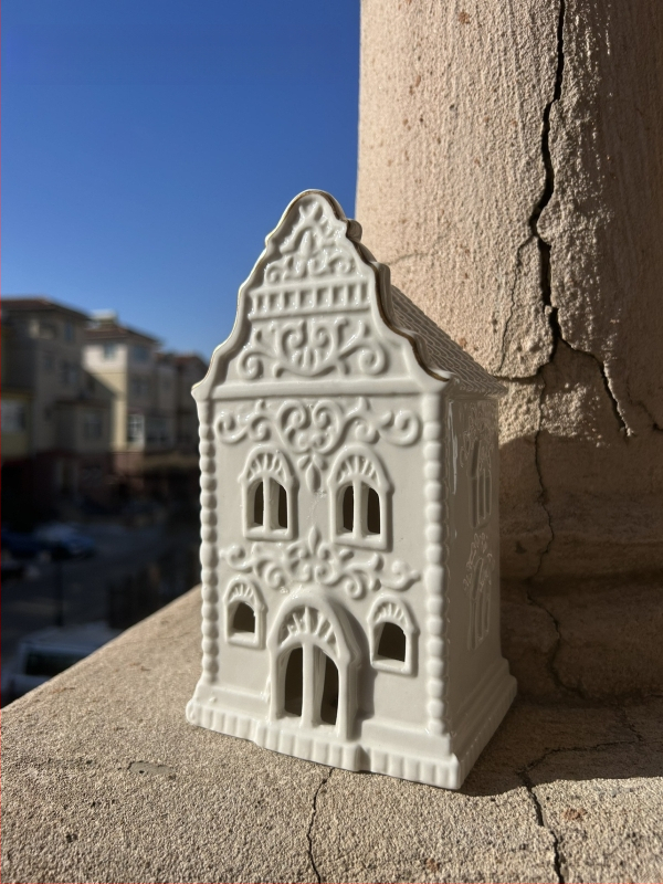 Керамична къща в нордически стил за нощно осветление, за аквариуми и дворен декор