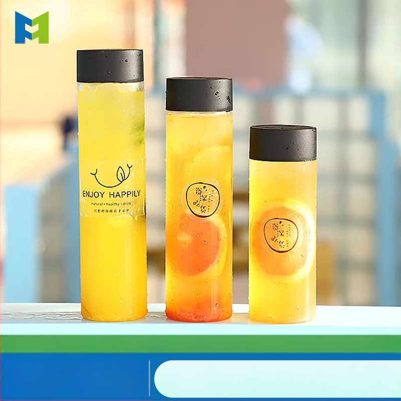 Fumao κυλινδρικό γυάλινο μπουκάλι ποτών, διαφανές σώμα, δυνατότητα εκτύπωσης λογοτύπου, κατάλληλο για κρύο βρασμό τσαγιού, milkshake και καφέ