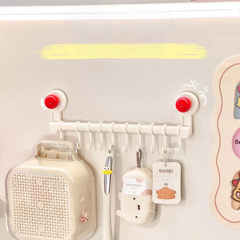 Кухненски държач в ред за стенен монтаж с вакуумни чашки, без пробиване, многофункционална поставка за прибори (лъжици, лопатки); Материал: PP+PET; Тегло: 300 g; Обработка: пръскано боядисване; Стил: модерен минимализъм