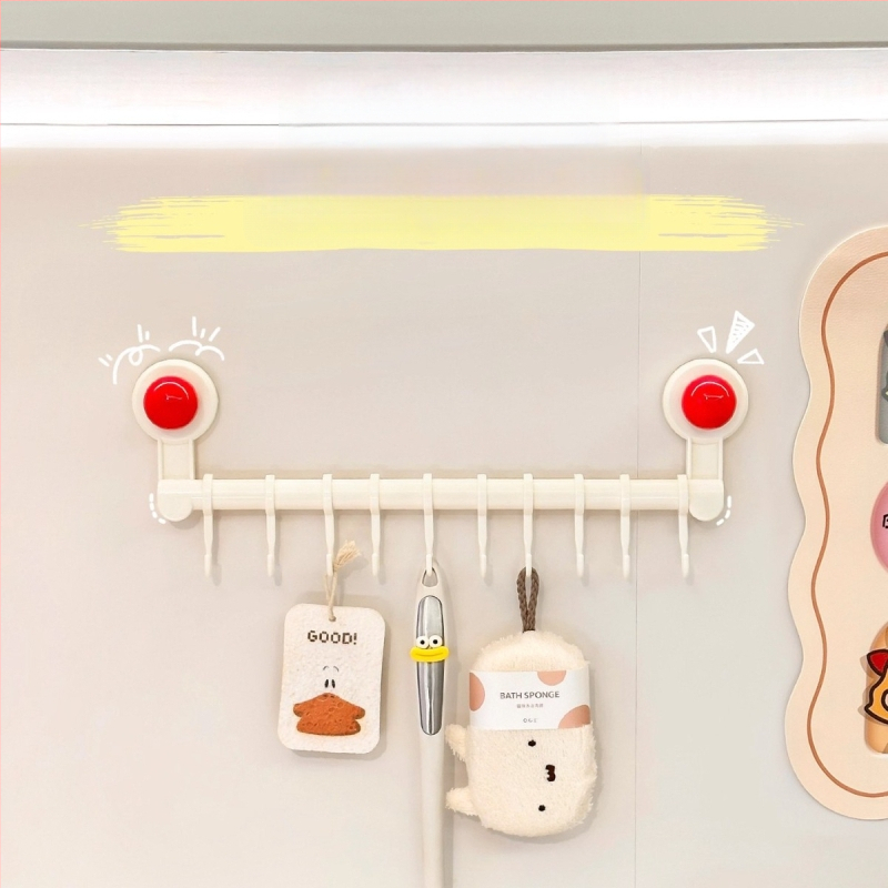 Кухненски държач в ред за стенен монтаж с вакуумни чашки, без пробиване, многофункционална поставка за прибори (лъжици, лопатки); Материал: PP+PET; Тегло: 300 g; Обработка: пръскано боядисване; Стил: модерен минимализъм