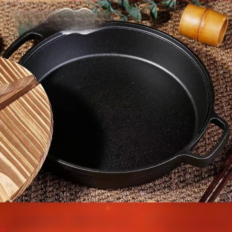 Lijevana tava za prženje, lonac od lijevanog željeza, tava za knedle, debela lijevana tava, pogodna za plinske štednjake, neprijanjajući