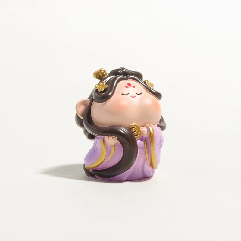 Munkaasztali dísz: Amitábha Buda és a Gazdagság Istene, gyanta, aranyos stílus, ajándék osztálytárs születésnapjára vagy karácsonyra