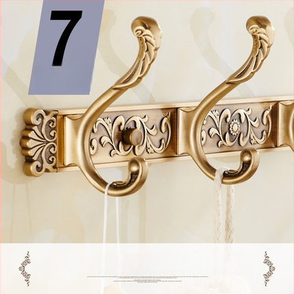 Европейски стил антична стенна закачалка за дрехи и кърпи (Space Aluminum, oxidation finish, East Flame, Light Luxury)