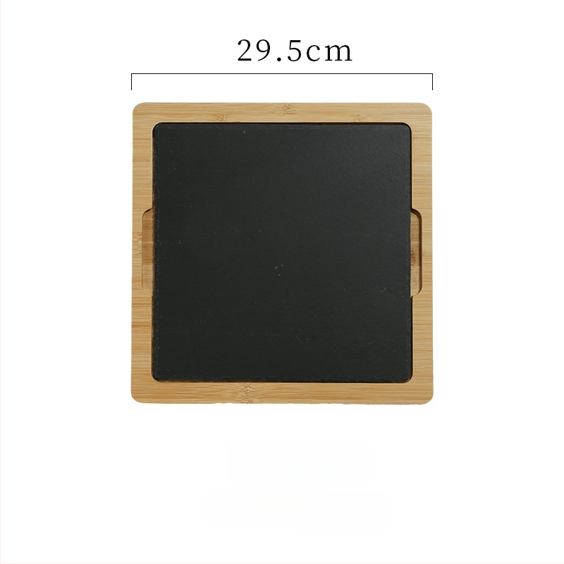 Δίσκος σερβιρίσματος από πέτρινη πλάκα με μπαμπού επέκταση, στρογγυλός, από πεύκο, μοντέρνο μινιμαλιστικό στυλ, δυνατή προσαρμογή και εκτύπωση λογοτύπου