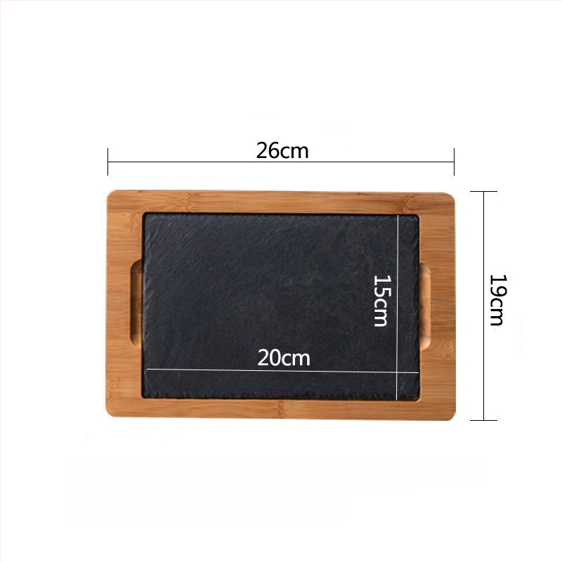 Δίσκος σερβιρίσματος από πέτρινη πλάκα με μπαμπού επέκταση, στρογγυλός, από πεύκο, μοντέρνο μινιμαλιστικό στυλ, δυνατή προσαρμογή και εκτύπωση λογοτύπου