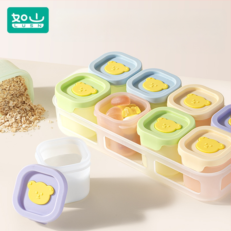 Tavă din silicon pentru hrana bebelușilor, porții independente, set de 2, pentru congelare și gătire la abur, Lusn/Rushan, potrivită pentru copii peste 12 luni