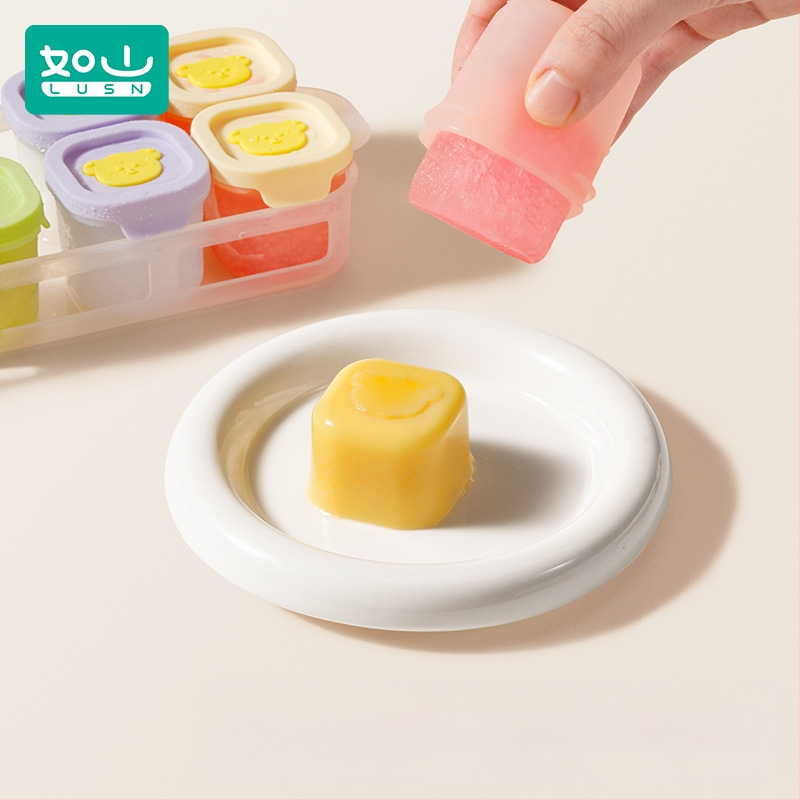 Tavă din silicon pentru hrana bebelușilor, porții independente, set de 2, pentru congelare și gătire la abur, Lusn/Rushan, potrivită pentru copii peste 12 luni