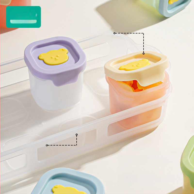Tavă din silicon pentru hrana bebelușilor, porții independente, set de 2, pentru congelare și gătire la abur, Lusn/Rushan, potrivită pentru copii peste 12 luni