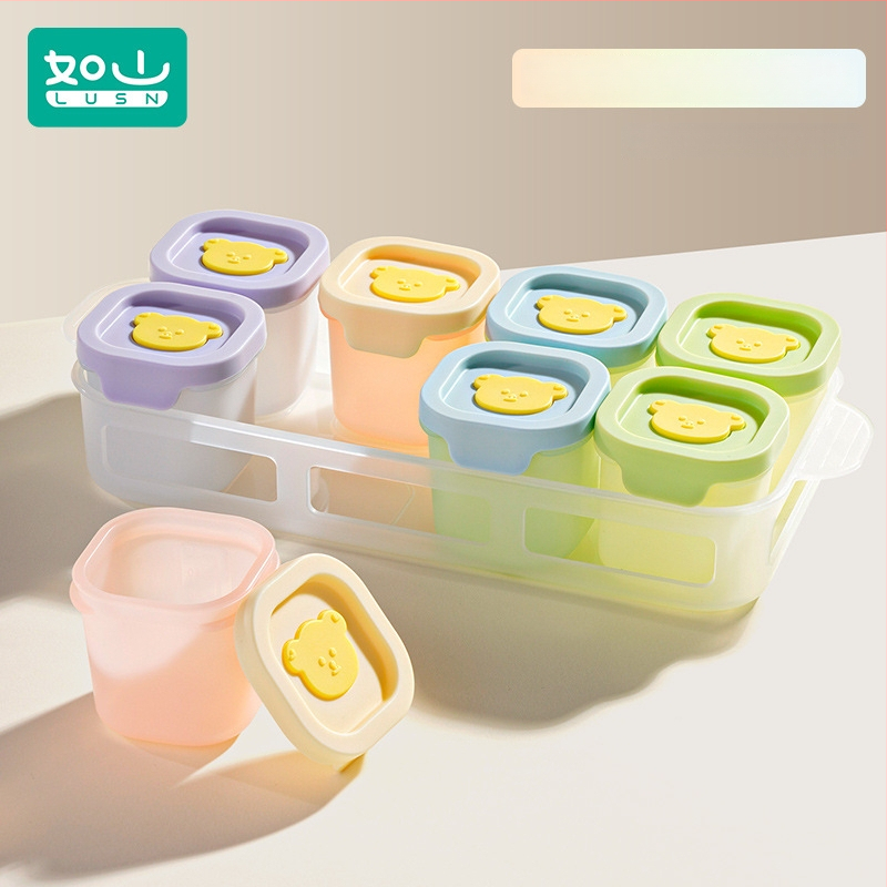 Tavă din silicon pentru hrana bebelușilor, porții independente, set de 2, pentru congelare și gătire la abur, Lusn/Rushan, potrivită pentru copii peste 12 luni