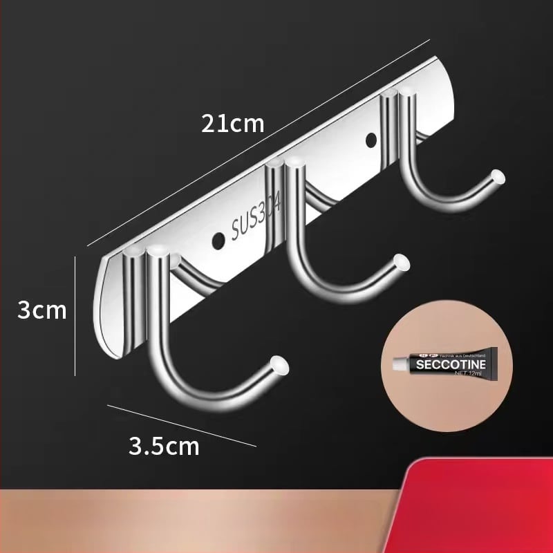 Стенно монтирана закачалка-органайзер от неръждаема стомана за кухня и баня, без пробиване, един ред (Материал: неръждаема стомана; Носимост: 30 кг; Покритие: полиране; Стил: лек лукс)