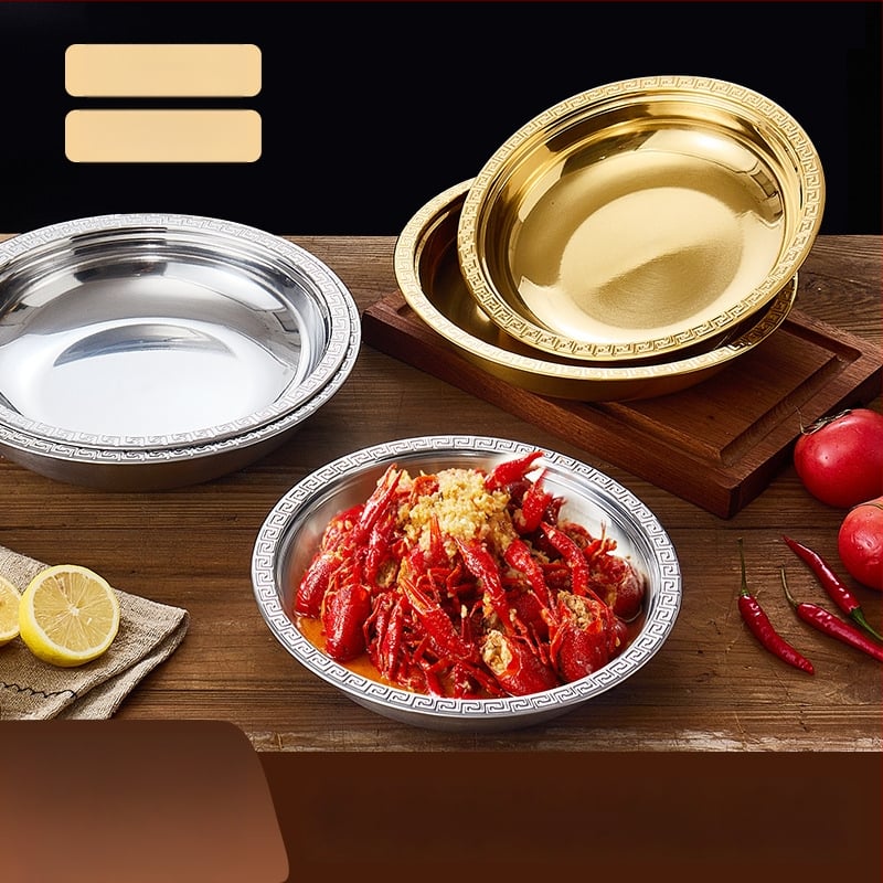 Πιάτο αστακού από ανοξείδωτο χάλυβα – στρογγυλό, φινίρισμα ηλεκτροπλατίωσης, δυνατότητα εκτύπωσης λογότυπου, διαθέσιμη προσαρμογή