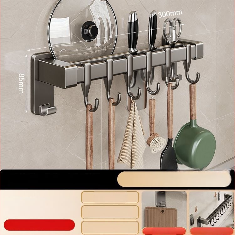 Πλαστικός τοίχος κρεμάστρας ράφι κουζίνας, εγκατάσταση χωρίς τρύπες, για σπατουλες, κουταλες και μαχαιρια