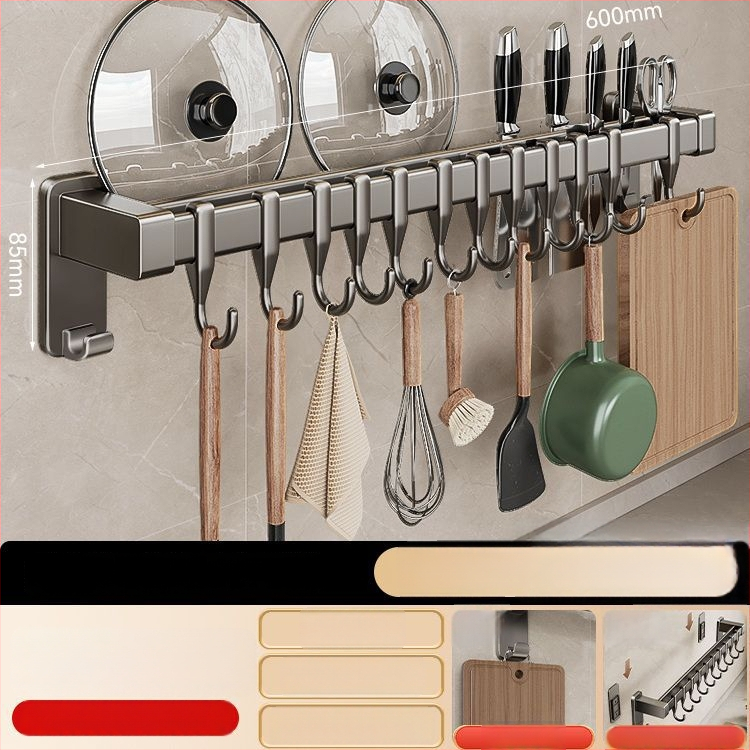 Πλαστικός τοίχος κρεμάστρας ράφι κουζίνας, εγκατάσταση χωρίς τρύπες, για σπατουλες, κουταλες και μαχαιρια