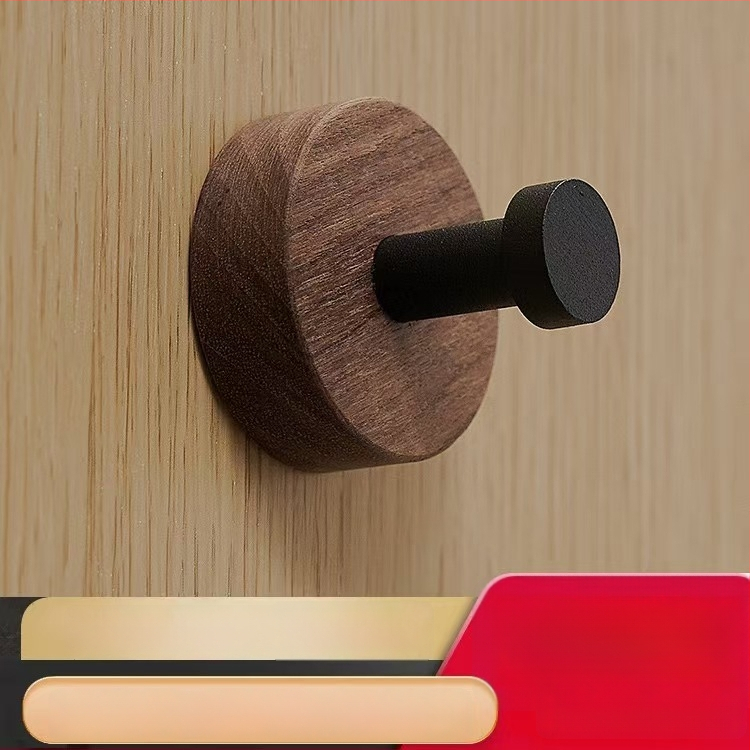 Дървена закачалка за палта от орехово дърво, стенна, модерен стил, без пробиване за монтаж, завършек с восъчно-маслена обработка, тегло 0,3 кг