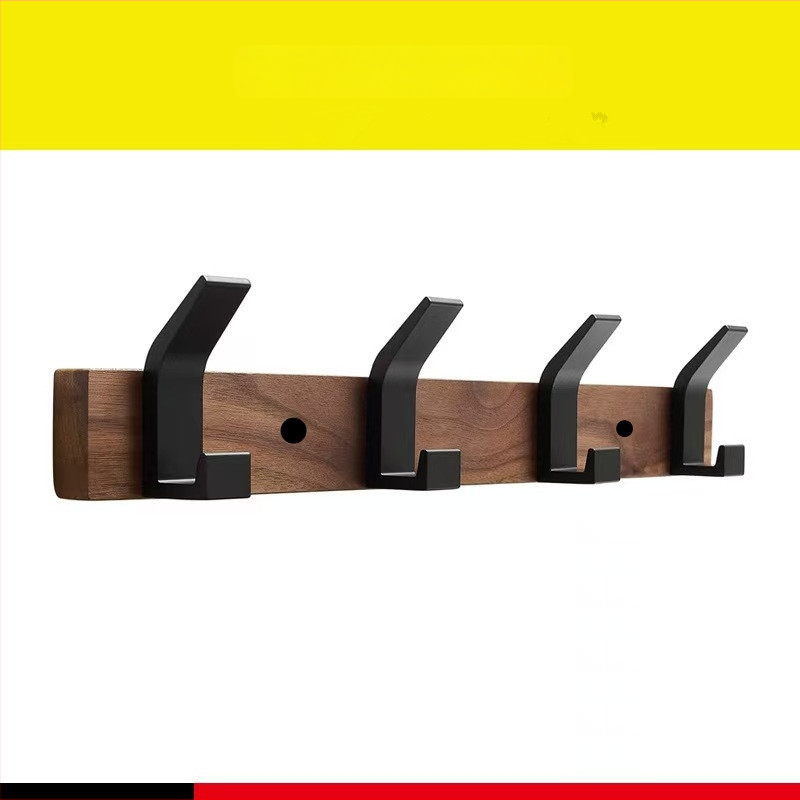 Дървена закачалка за палта от орехово дърво, стенна, модерен стил, без пробиване за монтаж, завършек с восъчно-маслена обработка, тегло 0,3 кг