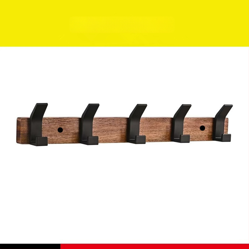 Дървена закачалка за палта от орехово дърво, стенна, модерен стил, без пробиване за монтаж, завършек с восъчно-маслена обработка, тегло 0,3 кг