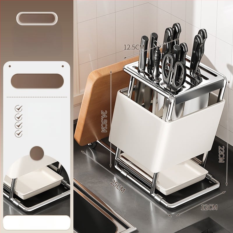 Ράφι για μαχαίρια από ανοξείδωτο χάλυβα, επιτοίχια τοποθέτηση, πολυλειτουργική αποθήκευση μαχαιριών, μοντέρνος μινιμαλιστικός σχεδιασμός