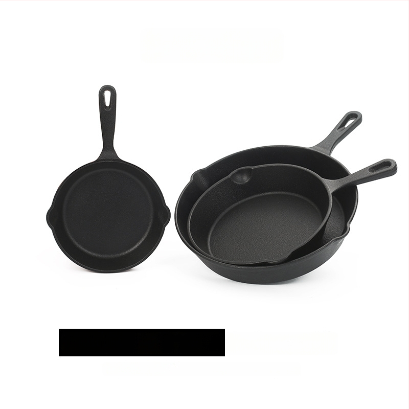 Set od tri tave od lijevanog željeza, s debelim dnom, bez premaza, nepriijanjajuća površina, mini tava za jaja, kućanski posuđe