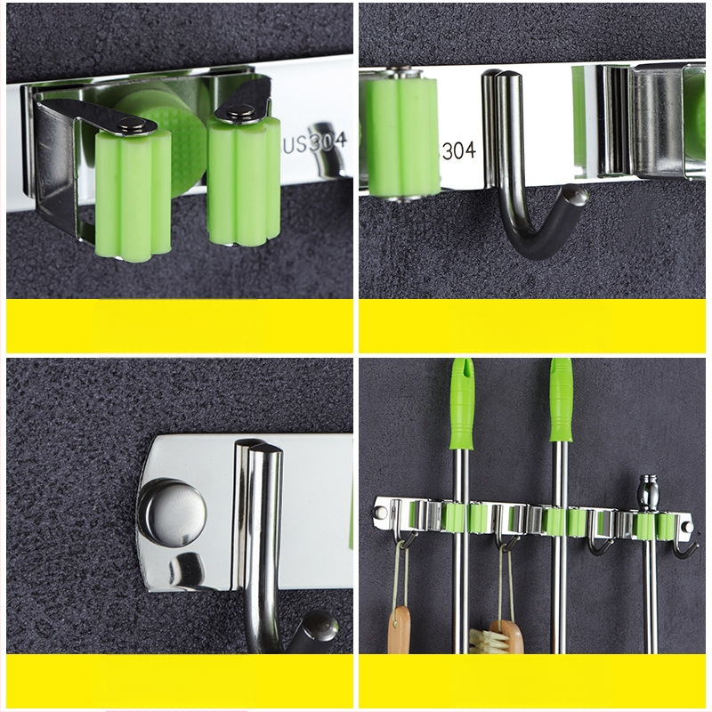 304 неръждаема стомана държач за моп, без пробиване, стенен монтаж за баня