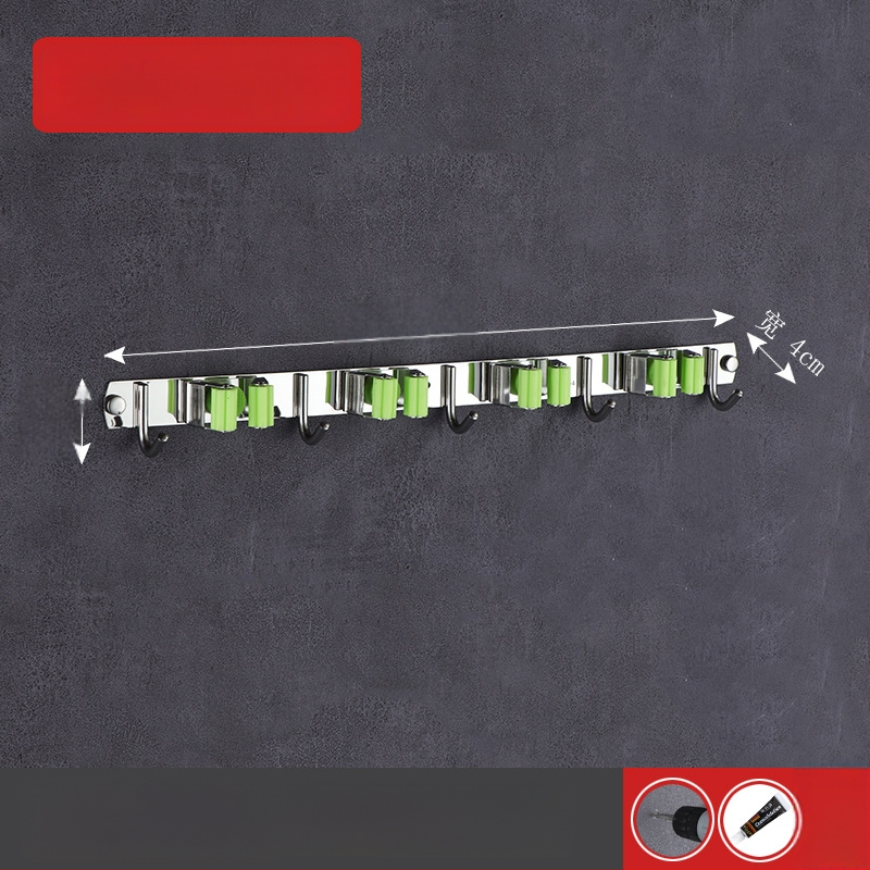 304 неръждаема стомана държач за моп, без пробиване, стенен монтаж за баня