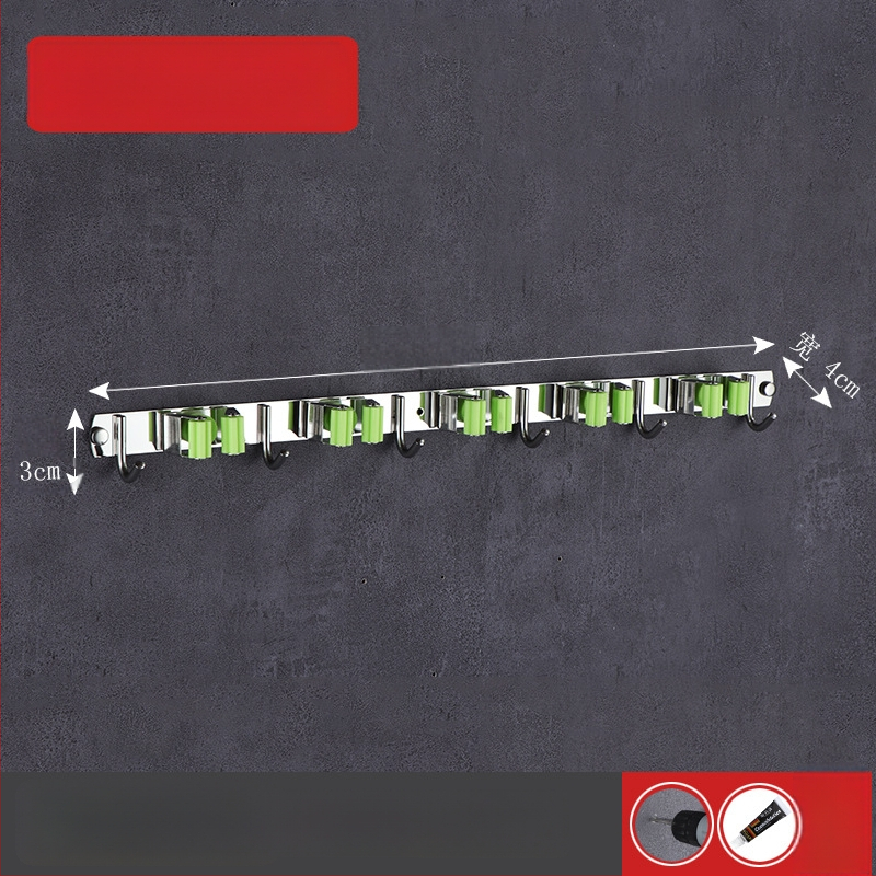 304 неръждаема стомана държач за моп, без пробиване, стенен монтаж за баня