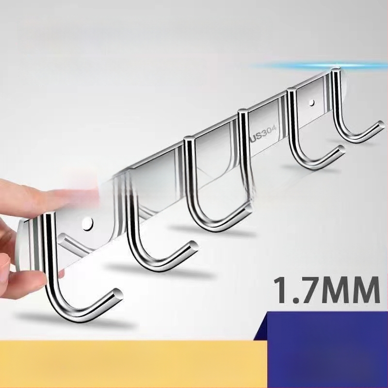 Закачалка за стена от 304 неръждаема стомана, без пробиване, за баня и кухня, полирана повърхност