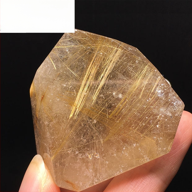 Kristály dísz, titán kristály, csiszolt polyéder, nyers kő