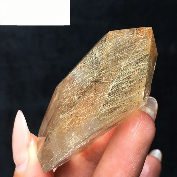 Kristály dísz, titán kristály, csiszolt polyéder, nyers kő