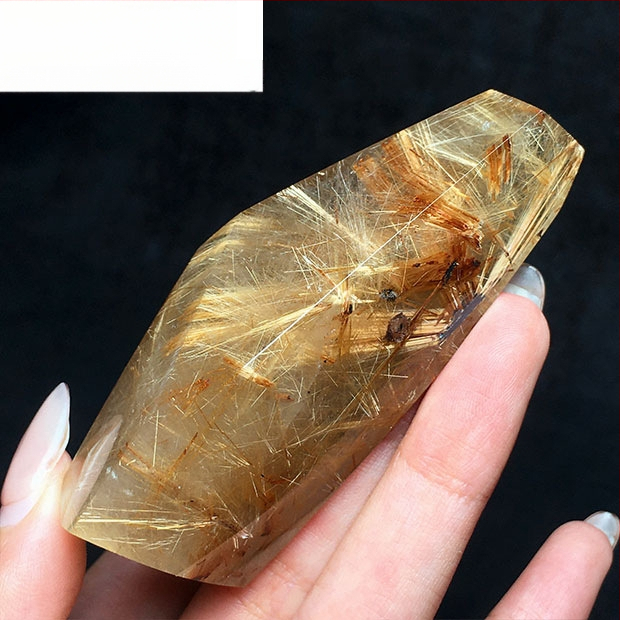 Kristály dísz, titán kristály, csiszolt polyéder, nyers kő