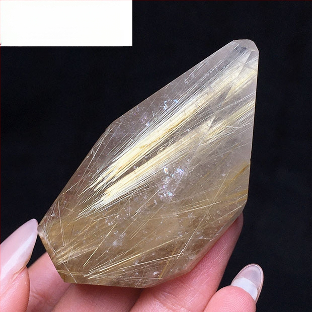 Kristály dísz, titán kristály, csiszolt polyéder, nyers kő